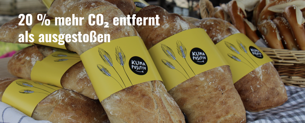 Einige klimapositive Ciabattas mit gelber Banderole