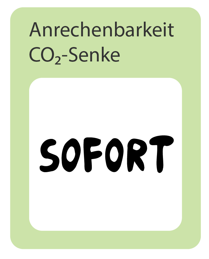 Anrechenbarkeit CO₂-Senke: sofort