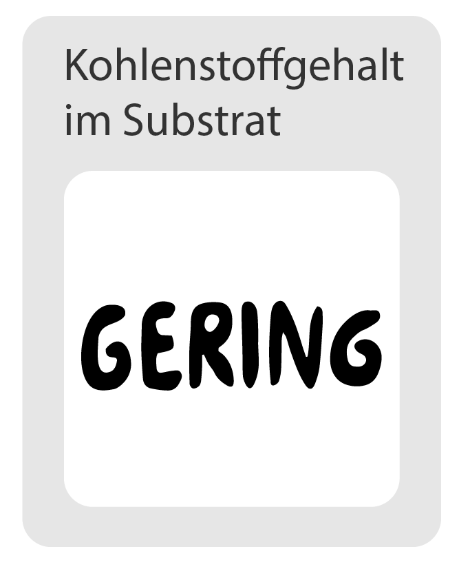 Kohlenstoffgehalt im Substrat: gering