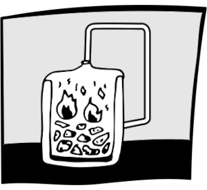 Ein Pyrolysator, in dem Biomasse verkohlt wird